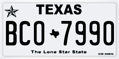 TX license plate BCO7990