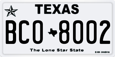 TX license plate BCO8002