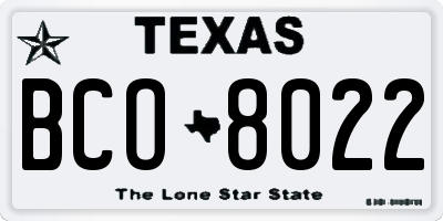 TX license plate BCO8022