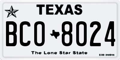 TX license plate BCO8024