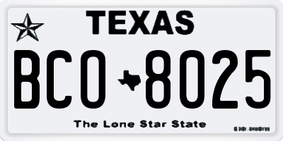TX license plate BCO8025