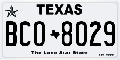 TX license plate BCO8029