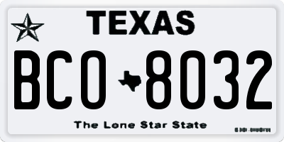 TX license plate BCO8032