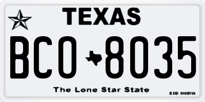 TX license plate BCO8035
