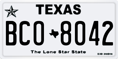 TX license plate BCO8042
