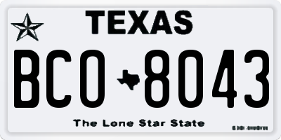 TX license plate BCO8043