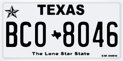 TX license plate BCO8046