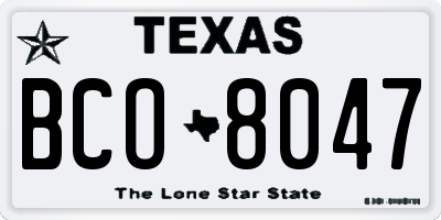 TX license plate BCO8047