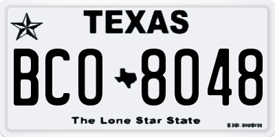 TX license plate BCO8048