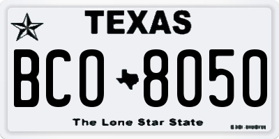 TX license plate BCO8050