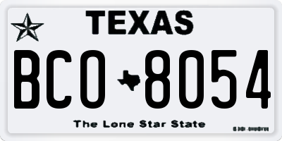 TX license plate BCO8054