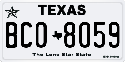 TX license plate BCO8059