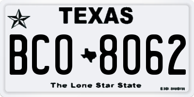 TX license plate BCO8062