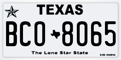 TX license plate BCO8065