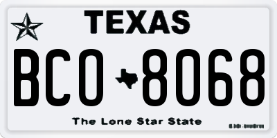 TX license plate BCO8068