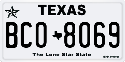 TX license plate BCO8069