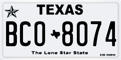 TX license plate BCO8074