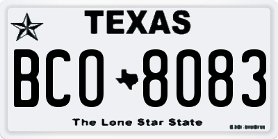 TX license plate BCO8083