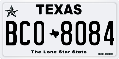 TX license plate BCO8084