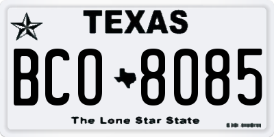 TX license plate BCO8085