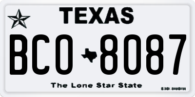 TX license plate BCO8087