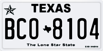 TX license plate BCO8104