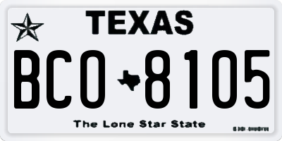 TX license plate BCO8105