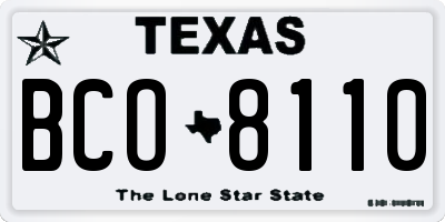 TX license plate BCO8110