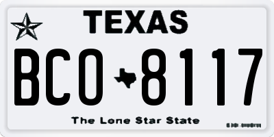 TX license plate BCO8117