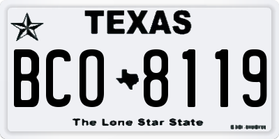 TX license plate BCO8119