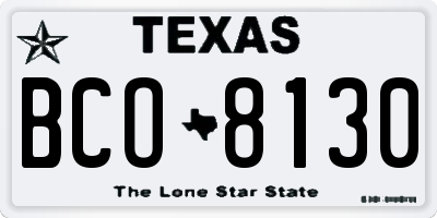 TX license plate BCO8130