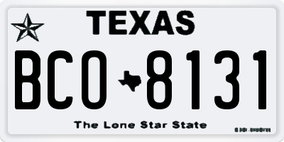 TX license plate BCO8131