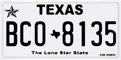 TX license plate BCO8135