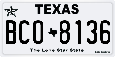 TX license plate BCO8136