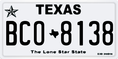 TX license plate BCO8138