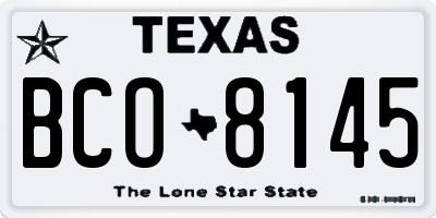 TX license plate BCO8145
