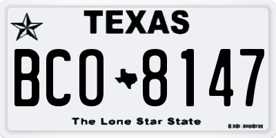 TX license plate BCO8147