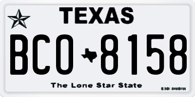 TX license plate BCO8158