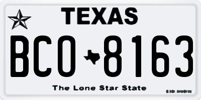 TX license plate BCO8163