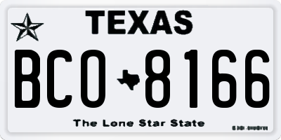 TX license plate BCO8166
