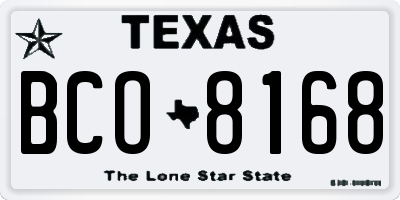 TX license plate BCO8168
