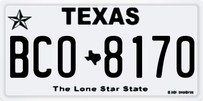 TX license plate BCO8170
