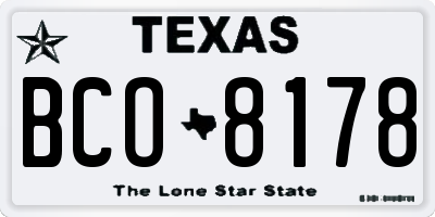 TX license plate BCO8178