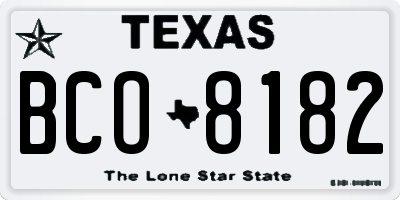 TX license plate BCO8182