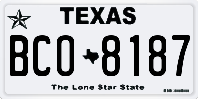 TX license plate BCO8187