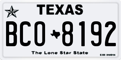 TX license plate BCO8192