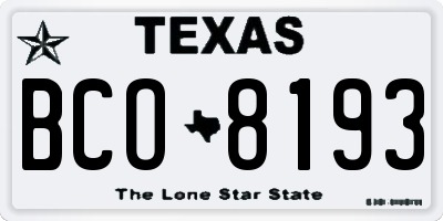 TX license plate BCO8193