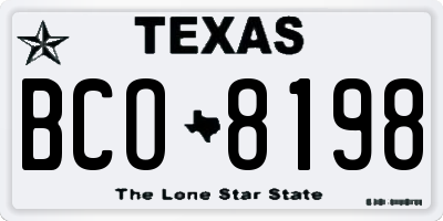 TX license plate BCO8198