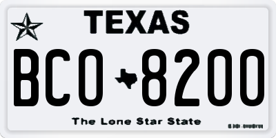 TX license plate BCO8200