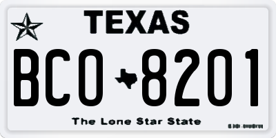 TX license plate BCO8201